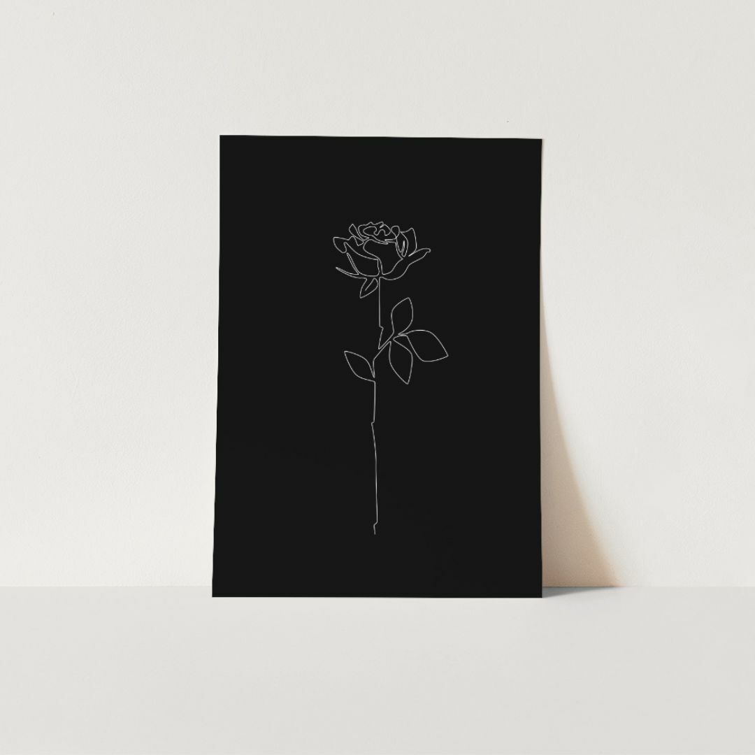 【0255B】2Lサイズ 薔薇の一筆書き アートポスター　北欧 モノトーン インテリア/住まい/日用品のインテリア小物(その他)の商品写真