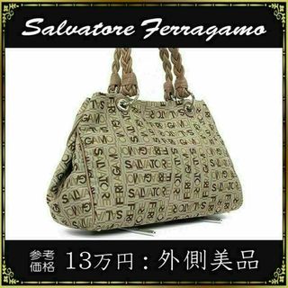 サルヴァトーレフェラガモ(Salvatore Ferragamo)の【全額返金保証・送料無料】フェラガモのショルダーバッグ・正規品・外側美品・総柄(ショルダーバッグ)