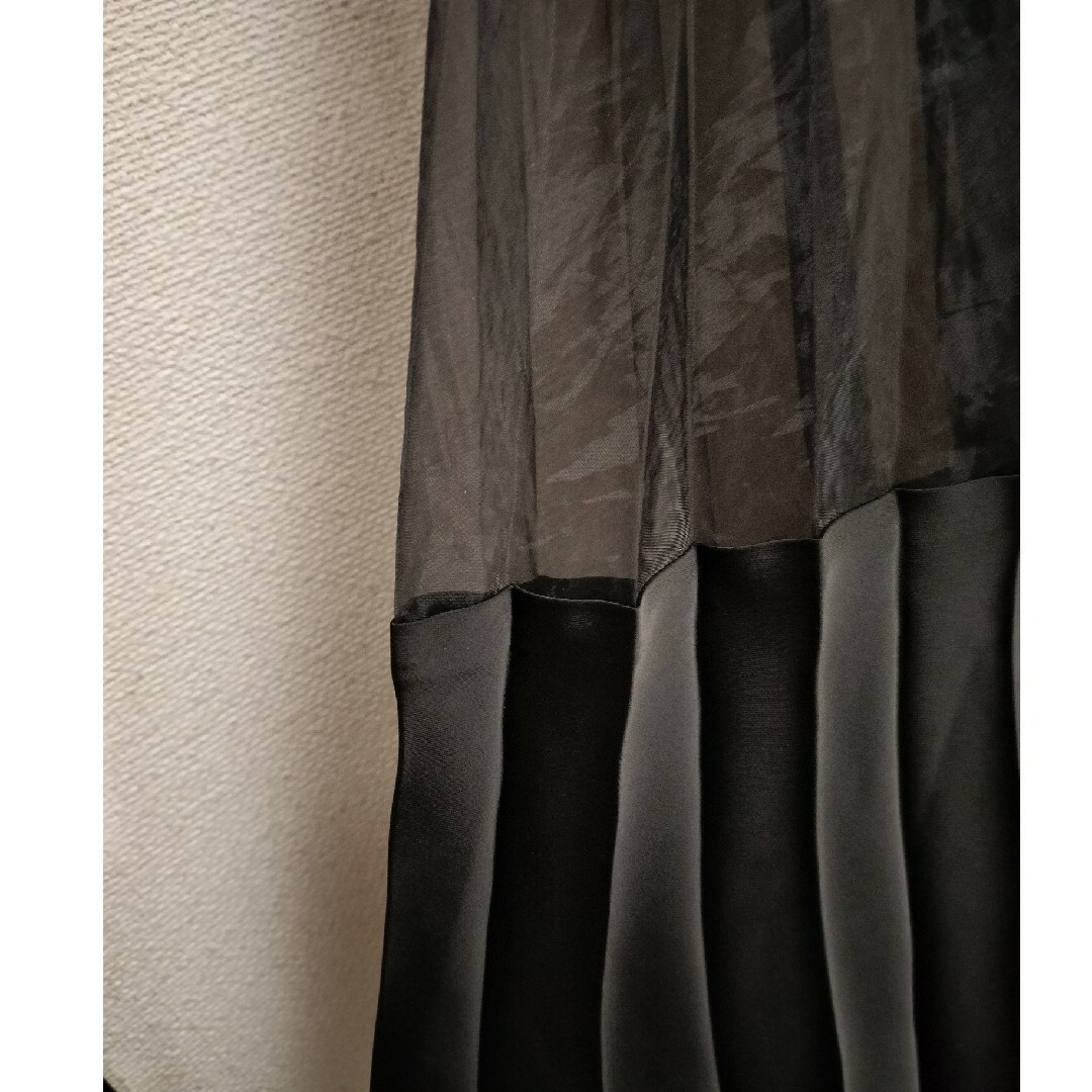 rienda(リエンダ)の【rienda】プリーツロングスカート・異素材コンビ レディースのスカート(ロングスカート)の商品写真