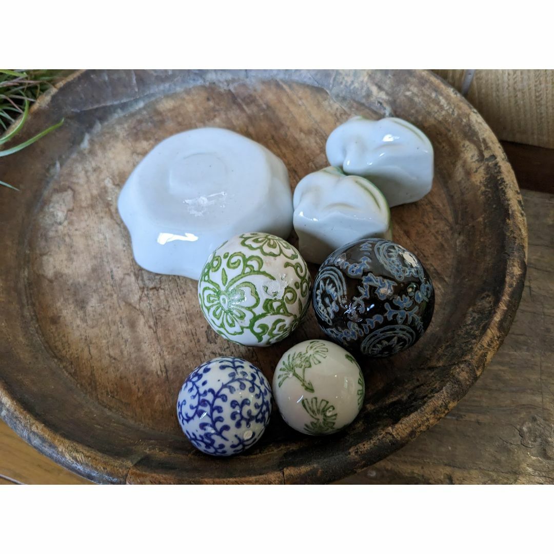 うきうき浮き陶器七04】浮陶器7点セット 浮き玉 中小 蓮大 蛙 うきうき浮き陶器七04】浮陶器7点セット 浮き玉 中小 蓮大 蛙