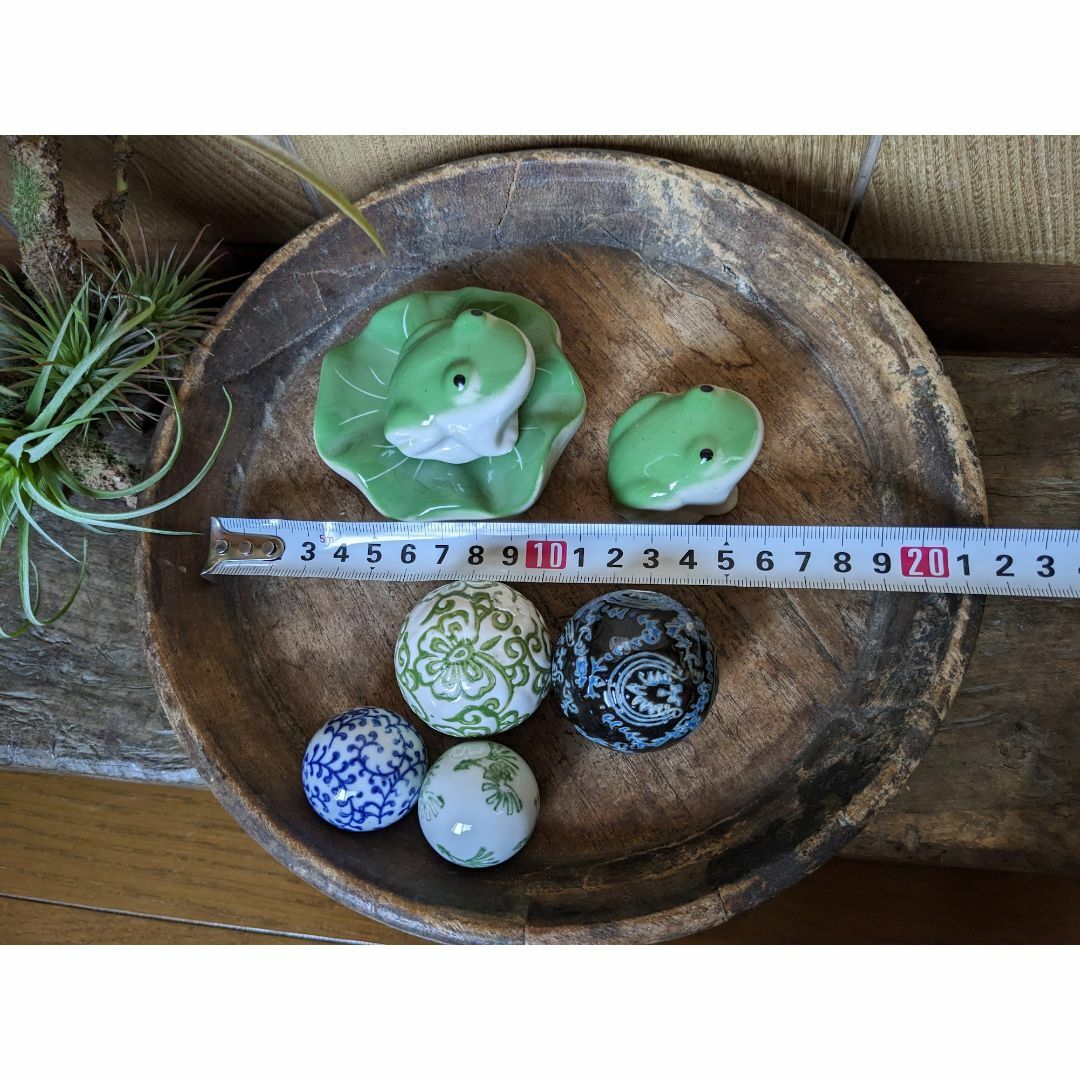 うきうき浮き陶器七04】浮陶器7点セット 浮き玉 中小 蓮大 蛙 うきうき浮き陶器七04】浮陶器7点セット 浮き玉 中小 蓮大 蛙