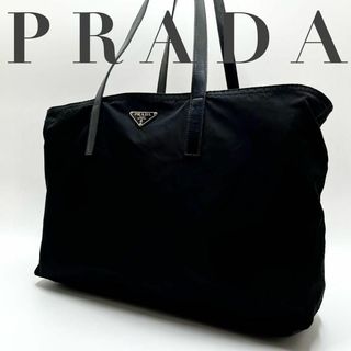 プラダ(PRADA)の大容量✨プラダ トートバッグ 三角プレート 肩掛け ナイロン ブラック A4(トートバッグ)