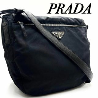 プラダ(PRADA)の希少 プラダ 2way ショルダーバッグ クロスボディ ナイロン×レザー 黒(ショルダーバッグ)