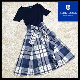 BLUE LABEL CRESTBRIDGE - ✨極美品✨ブルーレーベルクレストブリッジ 半袖ニット ベルト ロング丈ワンピース