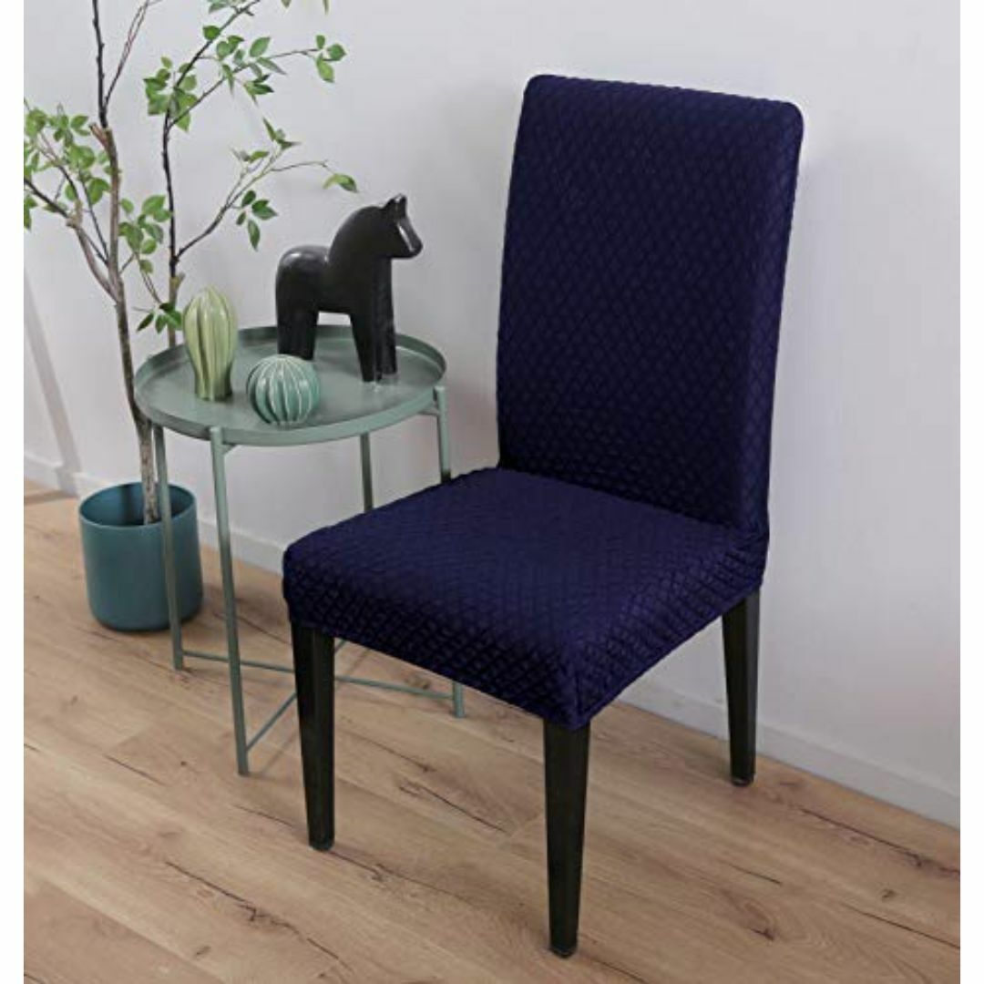 色:ネイビーブルー椅子カバー 伸縮素材 背もたれあり 洗える 取り外し可能  インテリア/住まい/日用品のソファ/ソファベッド(ソファカバー)の商品写真