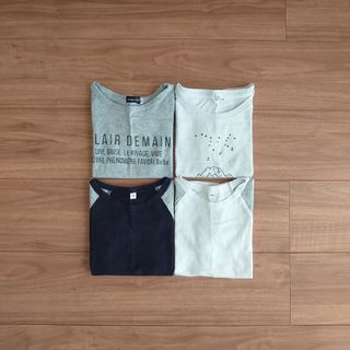 ムジルシリョウヒン(MUJI (無印良品))のベベ 無印 コーエン 半袖Tシャツ グレー 白 紺 100 4枚組(Tシャツ/カットソー)