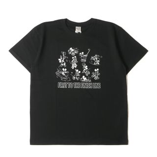 新品 CALEE キャリー Tシャツ サイズ:L 21SS Disney ミッキーマウス クルーネック 半袖Tシャツ Multi Player T-Shirt ブラック 黒 ディズニー コラボ トップス カットソー【メンズ】