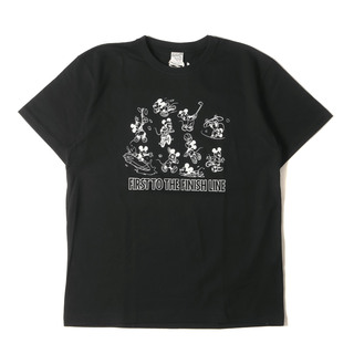 新品 CALEE キャリー Tシャツ サイズ:L 21SS Disney ミッキーマウス クルーネック 半袖Tシャツ Multi Player T-Shirt ブラック 黒 ディズニー コラボ トップス カットソー【メンズ】