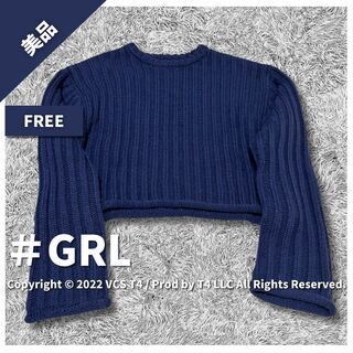 グレイル(GRL)の【美品】グレイル ニット・セーター 長袖 FREE シンプル ブルー ✓4223(ニット/セーター)