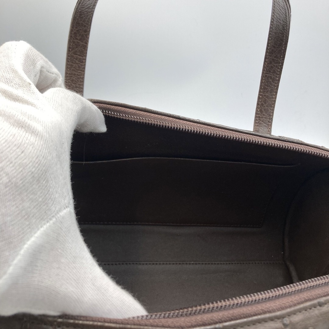 オーストリッチ JRA ミニボストン ハンドバッグ ダブルファスナー レディースのバッグ(ハンドバッグ)の商品写真