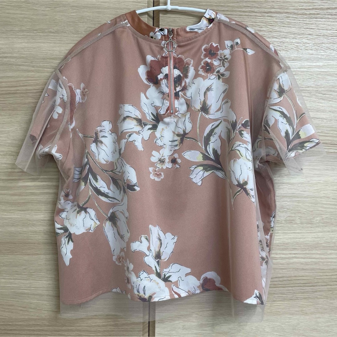 【&g'aime】サテン×チュールレイヤードTシャツ レディースのトップス(Tシャツ(半袖/袖なし))の商品写真