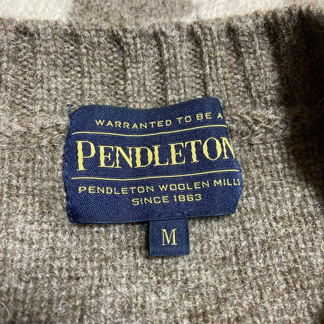 PENDLETON(ペンドルトン)の【ネイティブ柄デザイン、クルーネックニット】PENDLETON古着ウール茶M メンズのトップス(ニット/セーター)の商品写真