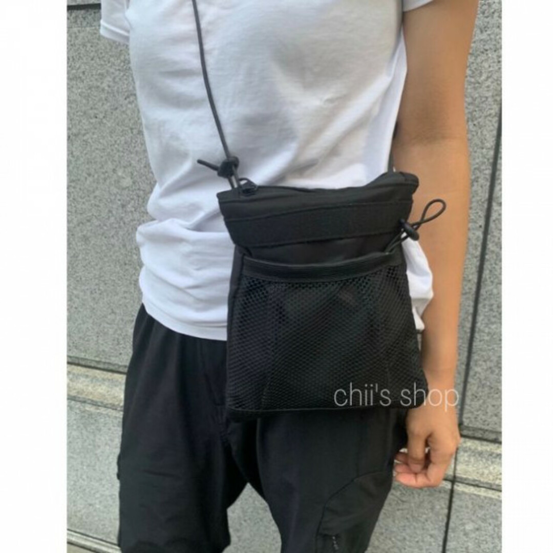ナイロン サコッシュ 黒 ユニセックス 男女兼用 レディース メンズ 編み レディースのバッグ(ショルダーバッグ)の商品写真