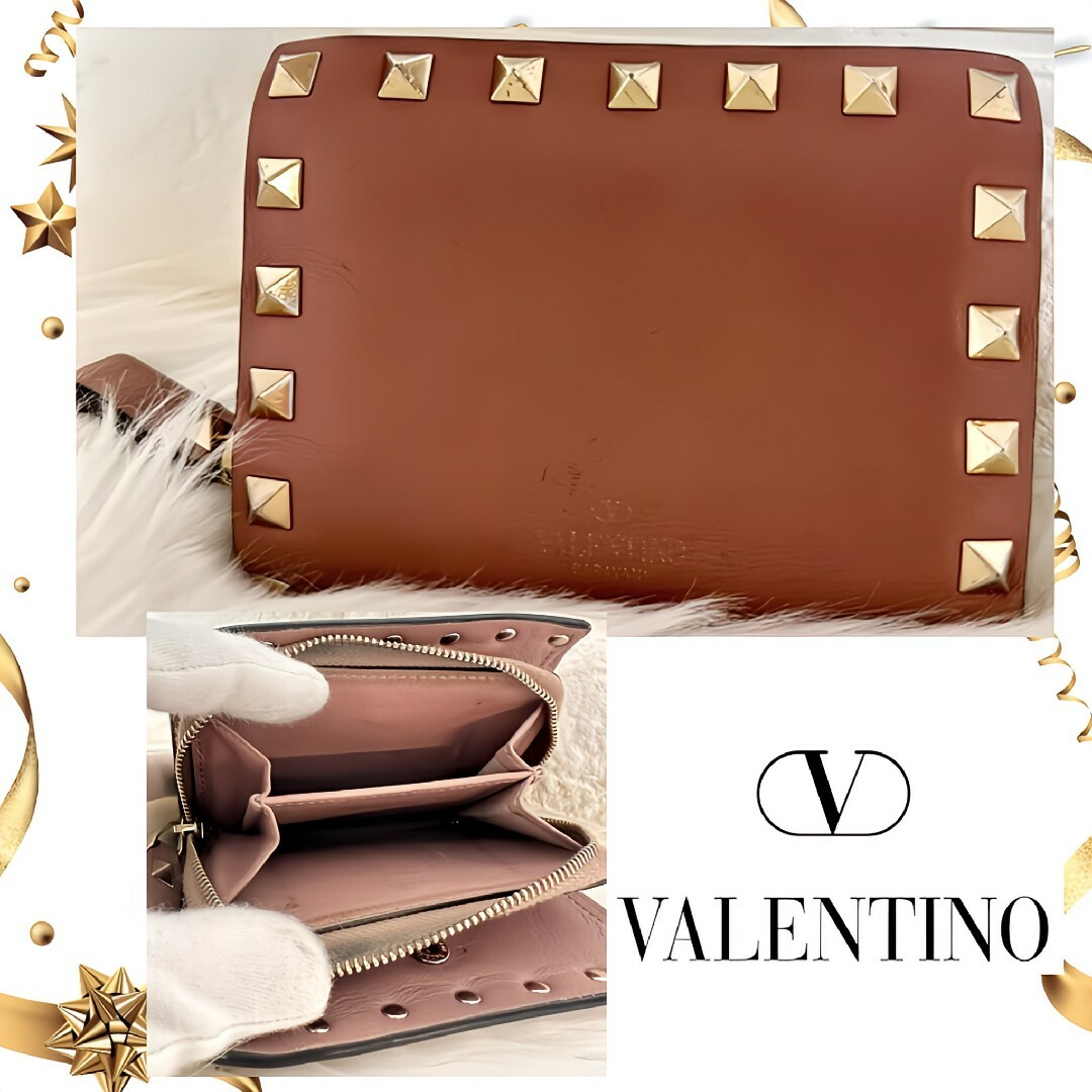 VALENTINI(バレンティーニ)の人気商品 ヴァレンティノ ロックスタッズ コンパクト ミニ財布 折り財布 レディースのファッション小物(財布)の商品写真