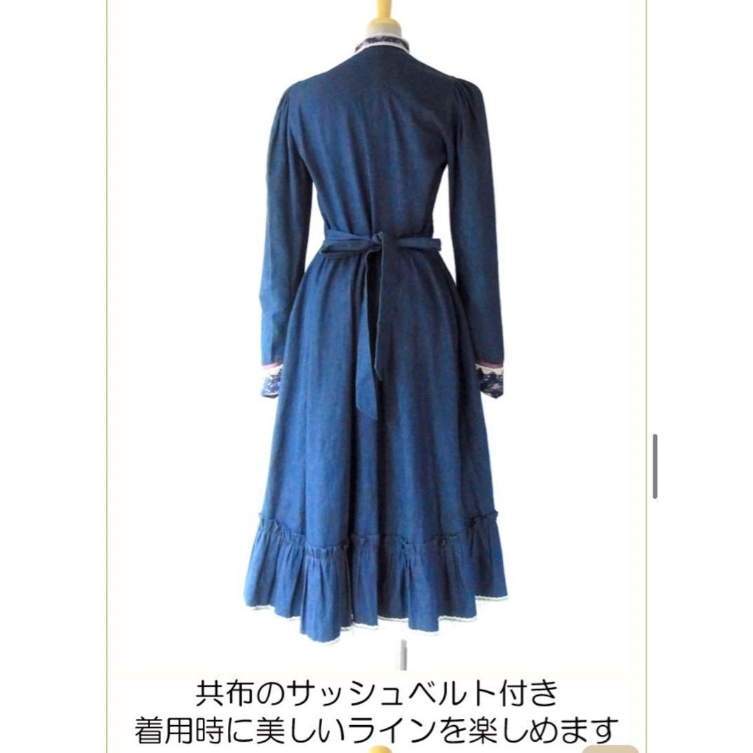 GUNNE SAX(ガニーサックス)の【美品】70s GANNI SAX Blue Denim Midi Dress レディースのワンピース(ロングワンピース/マキシワンピース)の商品写真