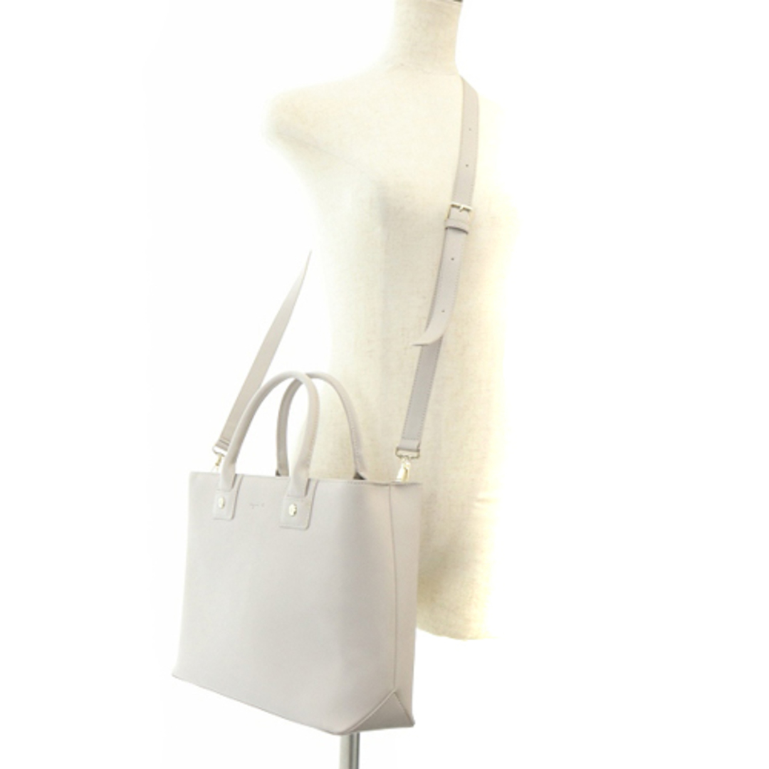 agnes b.(アニエスベー)のアニエスベー ショルダーバッグ ハンドバッグ ロゴ レザー ライトグレー レディースのバッグ(ショルダーバッグ)の商品写真