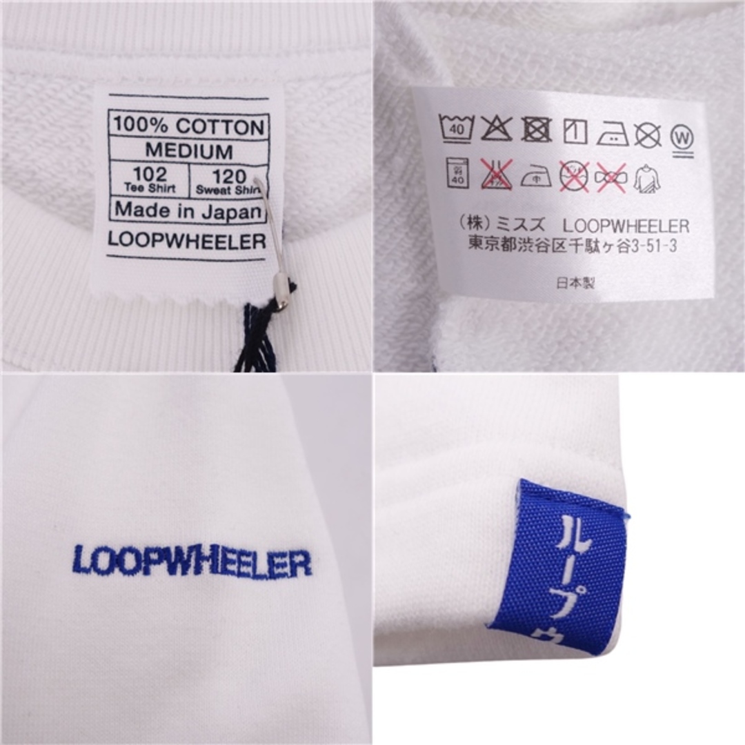 極美品 ループウィラー LOOPWHEELER スウェット トレーナー ロングスリーブ 長袖 ロゴ トップス メンズ M ホワイト メンズのトップス(スウェット)の商品写真