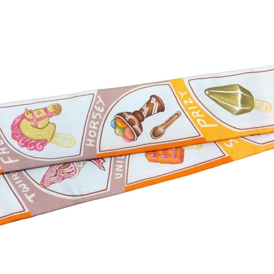 Hermes(エルメス)の　エルメス HERMES ツイリー FUNNY ICE CREAM アイボリー×オレンジ×ピンク シルク100% ユニセックス スカーフ レディースのファッション小物(バンダナ/スカーフ)の商品写真