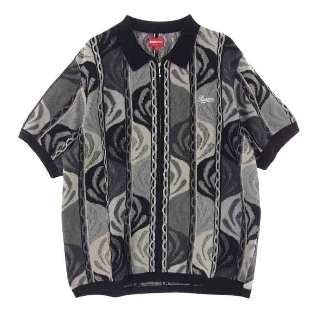 Supreme(シュプリーム)のSupreme シュプリーム ポロシャツ 22SS Abstract Textured Zip Up Polo アブストラクト テクスチャージップ アップ ポロ 半袖 ポロシャツ グレー系 L【極上美品】【中古】 メンズのトップス(ポロシャツ)の商品写真