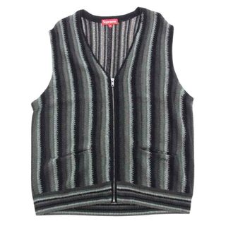 Supreme - Supreme シュプリーム ベスト 21SS Stripe Sweater Vest ストライプ セーター ニット ジップ ベスト グレー系 M【極上美品】【中古】