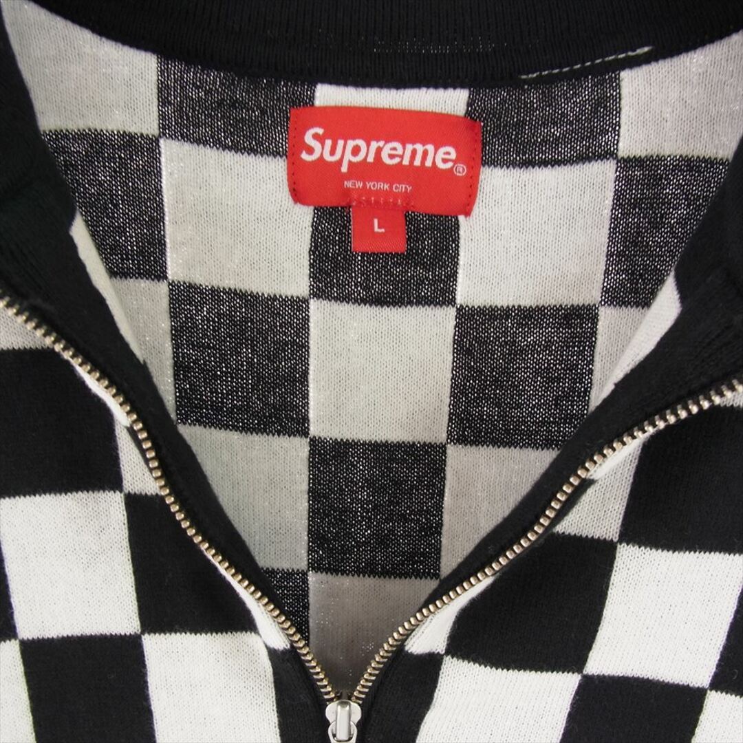 Supreme(シュプリーム)のSupreme シュプリーム ポロシャツ 22SS checkerboard zip polo チェッカーボード ハーフジップ 半袖 ニット ポロシャツ ブラック系 ホワイト系 L【中古】 メンズのトップス(ポロシャツ)の商品写真