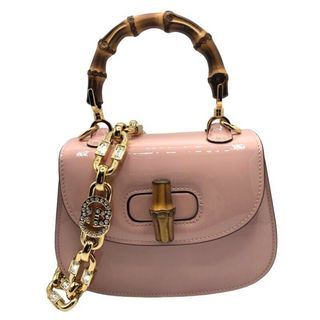 グッチ(Gucci)の　グッチ GUCCI バンブー1947 ミニトップハンドル 724641 ピンク/GD金具 エナメル レディース ハンドバッグ(ハンドバッグ)