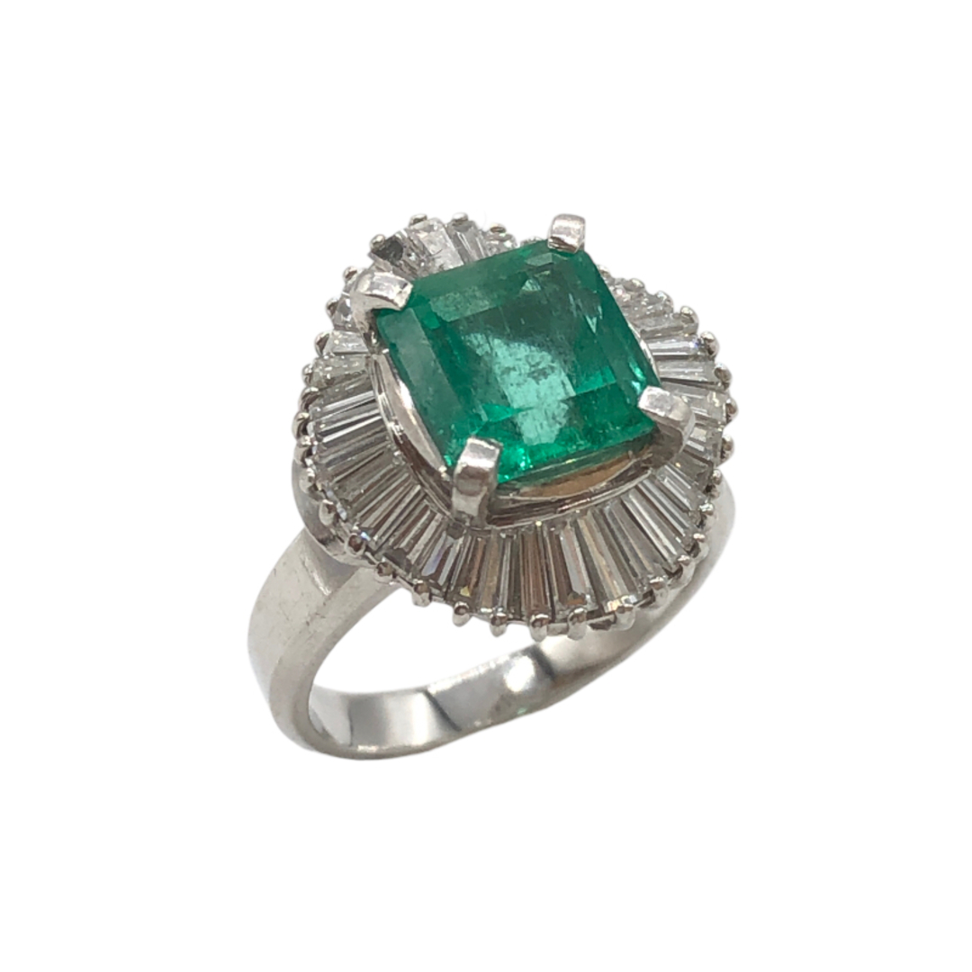 　エメラルド ダイヤモンドリング #13 Pt900プラチナ E2.96/D1.36ct エメラルド ジュエリー レディースのアクセサリー(リング(指輪))の商品写真