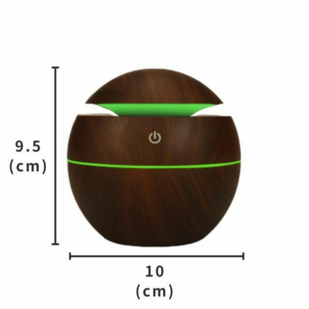 小型 アロマディフューザー 焦茶 加湿 7色LED アロマ 匿名配送 毎日発送 コスメ/美容のリラクゼーション(アロマディフューザー)の商品写真