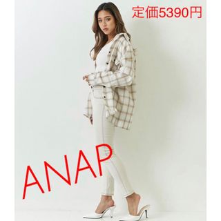 新品未使用タグ付★ ANAPオーバーサイズチェックシャツ アイボリー