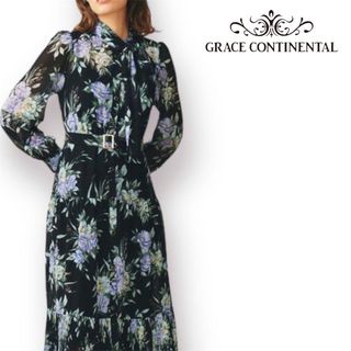 グレースコンチネンタル(GRACE CONTINENTAL)の【美品】GRACE CONTINENTAL フラワー Aライン ロングワンピース(ロングワンピース/マキシワンピース)