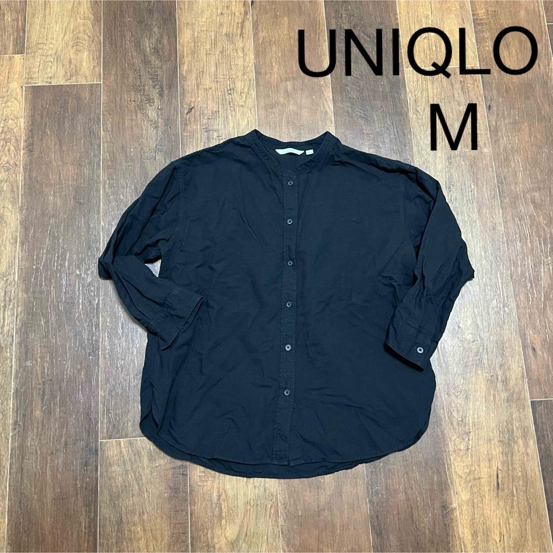 UNIQLO(ユニクロ)の週末お値下げ中！UNIQLO ユニクロ リネンブレンド　 バンドカラーシャツ M レディースのトップス(シャツ/ブラウス(長袖/七分))の商品写真