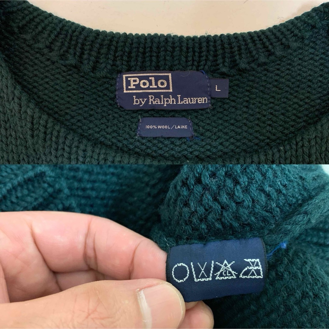 POLO RALPH LAUREN(ポロラルフローレン)のPOLO RALPH LAUREN VINTAGE ウールニット ダークグリーン メンズのトップス(ニット/セーター)の商品写真