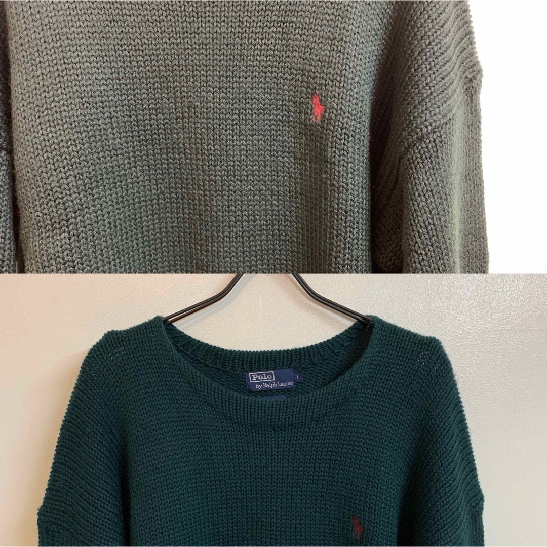 POLO RALPH LAUREN(ポロラルフローレン)のPOLO RALPH LAUREN VINTAGE ウールニット ダークグリーン メンズのトップス(ニット/セーター)の商品写真