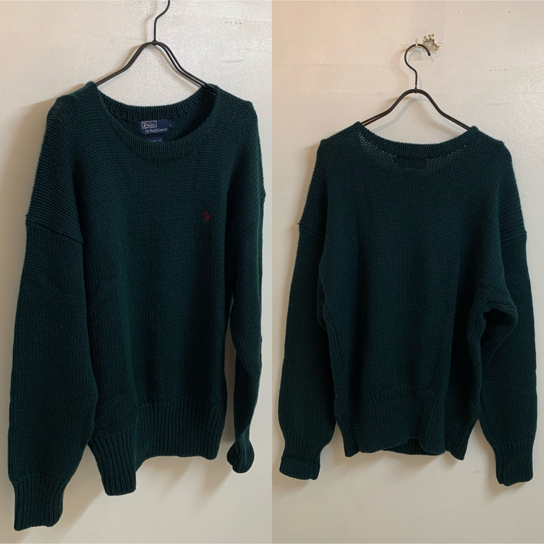 POLO RALPH LAUREN(ポロラルフローレン)のPOLO RALPH LAUREN VINTAGE ウールニット ダークグリーン メンズのトップス(ニット/セーター)の商品写真