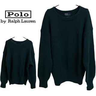 ポロラルフローレン(POLO RALPH LAUREN)のPOLO RALPH LAUREN VINTAGE ウールニット ダークグリーン(ニット/セーター)