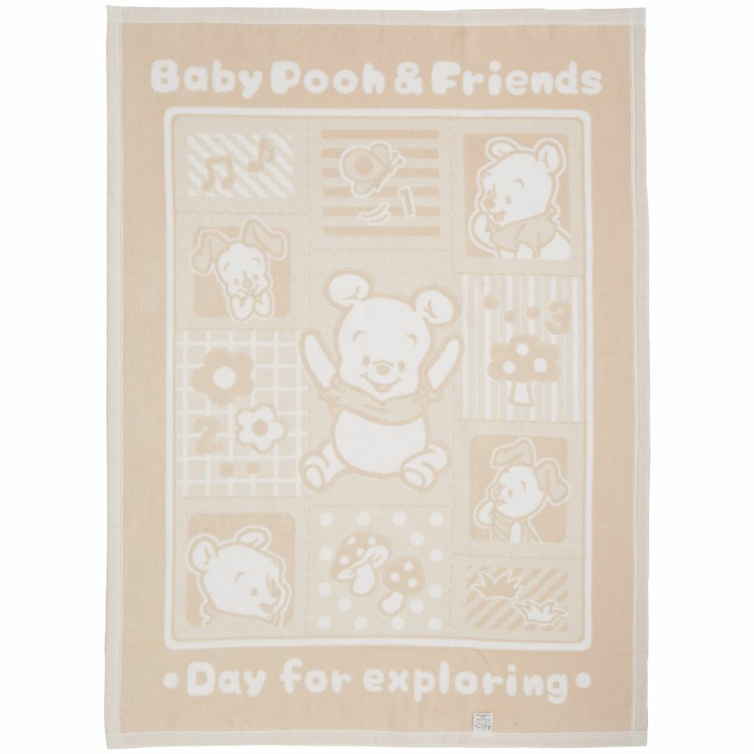 色:ベージュ日本製ジャガード綿毛布 Baby Pooh Z1335 BE キッズ/ベビー/マタニティの寝具/家具(その他)の商品写真
