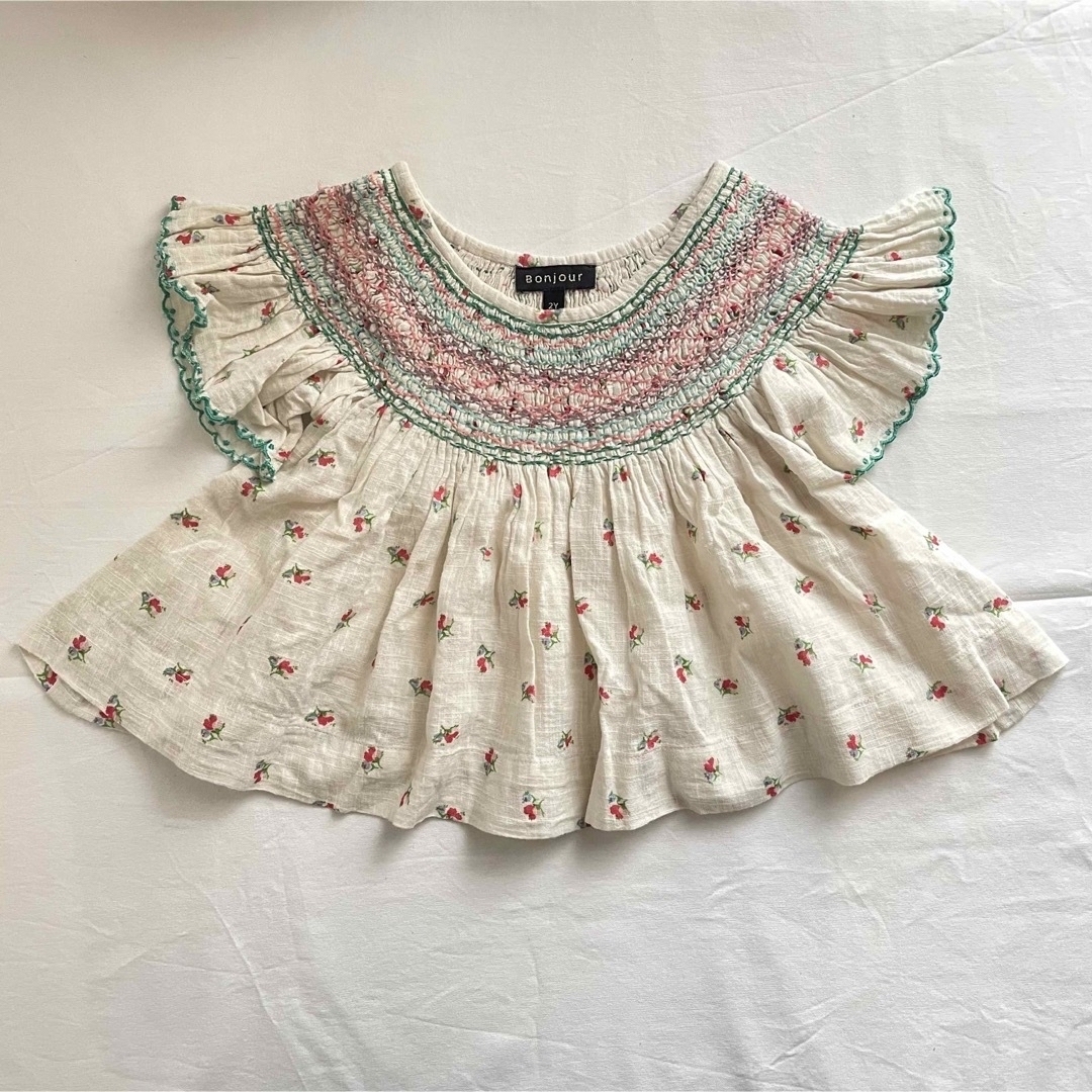 SOOR PLOOM(ソーアプルーム)のBonjour Diary Smock刺繍スモックバタフライブラウス　2y  キッズ/ベビー/マタニティのキッズ服女の子用(90cm~)(ブラウス)の商品写真