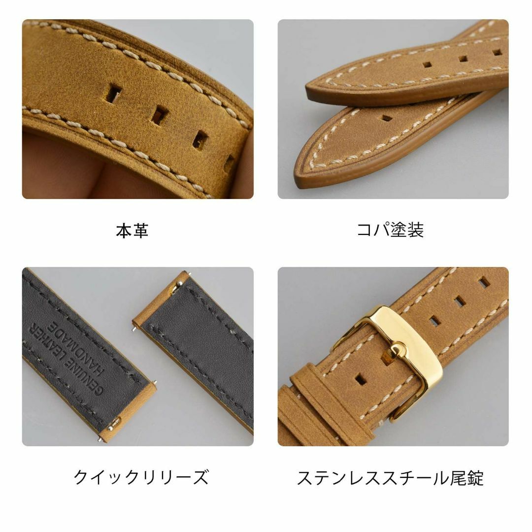 【色:ライトブラウン/ゴールドバックル_サイズ:18mm】BISONSTRAP  その他のその他(その他)の商品写真