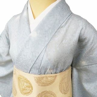 夏物 小紋 着物 中古 正絹 紋紗 カジュアル 花模様 蛍ぼかし 薄水色 身丈153.5cm 裄62.5cm SA きもの北條 A1009-4(着物)