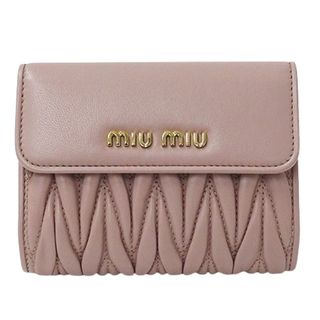 miumiu - ミュウミュウ MIUMIU 財布 レディース ブランド 二つ折り財布 マテラッセ レザー ピンク 5ML002 コンパクト ミニ ウォレット おしゃれ かわいい 【中古】