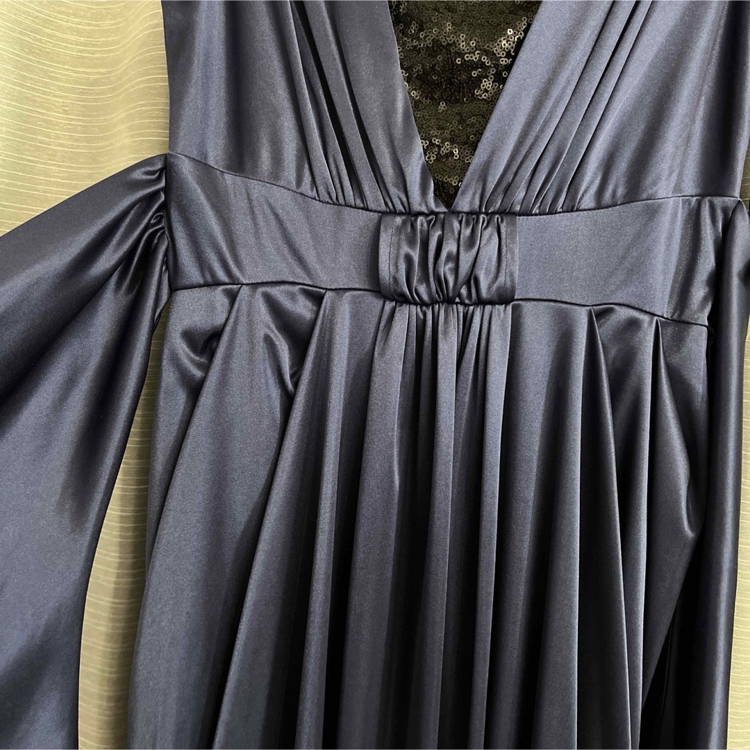 パーティドレス　コクーンワンピースドレス　Lサイズ レディースのフォーマル/ドレス(ミディアムドレス)の商品写真