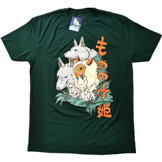 ジブリ(ジブリ)のもののけ姫　Tシャツ　小さ目な2XL　ダークグリーン　ムービーT *(Tシャツ/カットソー(半袖/袖なし))