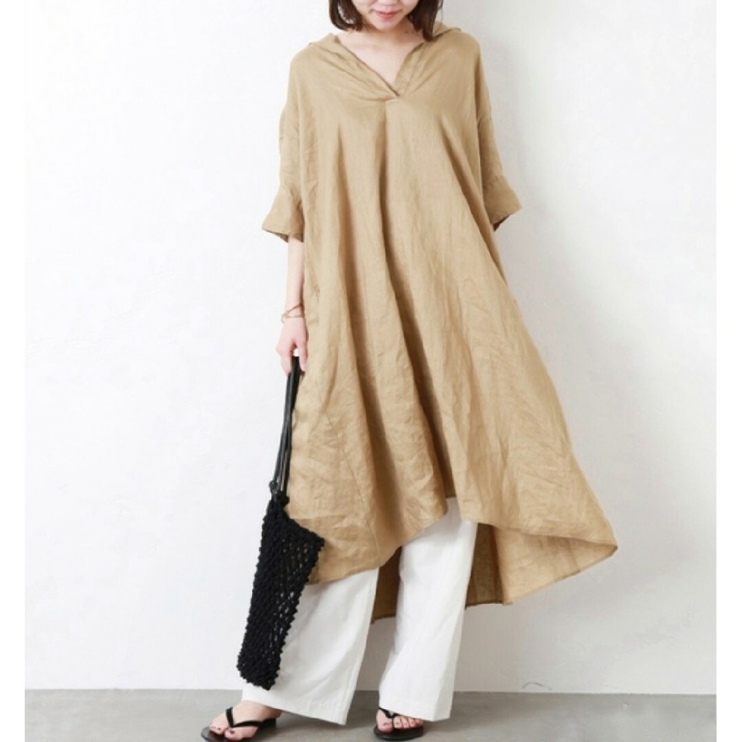 美品/ジャーナルスタンダード テレデラン60 リネン 半袖 Aラインワンピース JOURNAL STANDARD - 【ジャーナルスタンダード】テレデラン60