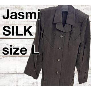 【新品未使用】Jasmi  SILK 絹100% ジャケット 肩パッド L(シャツ/ブラウス(長袖/七分))