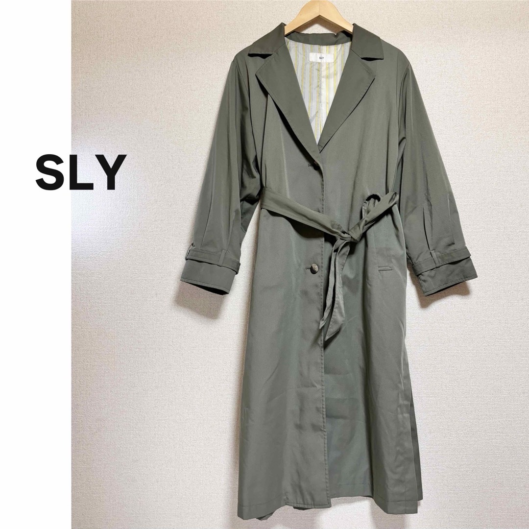 SLY(スライ)のSLY スライ　テーラード　ジャケット　アウター　ロング　カーキ　緑　グリーン レディースのジャケット/アウター(テーラードジャケット)の商品写真