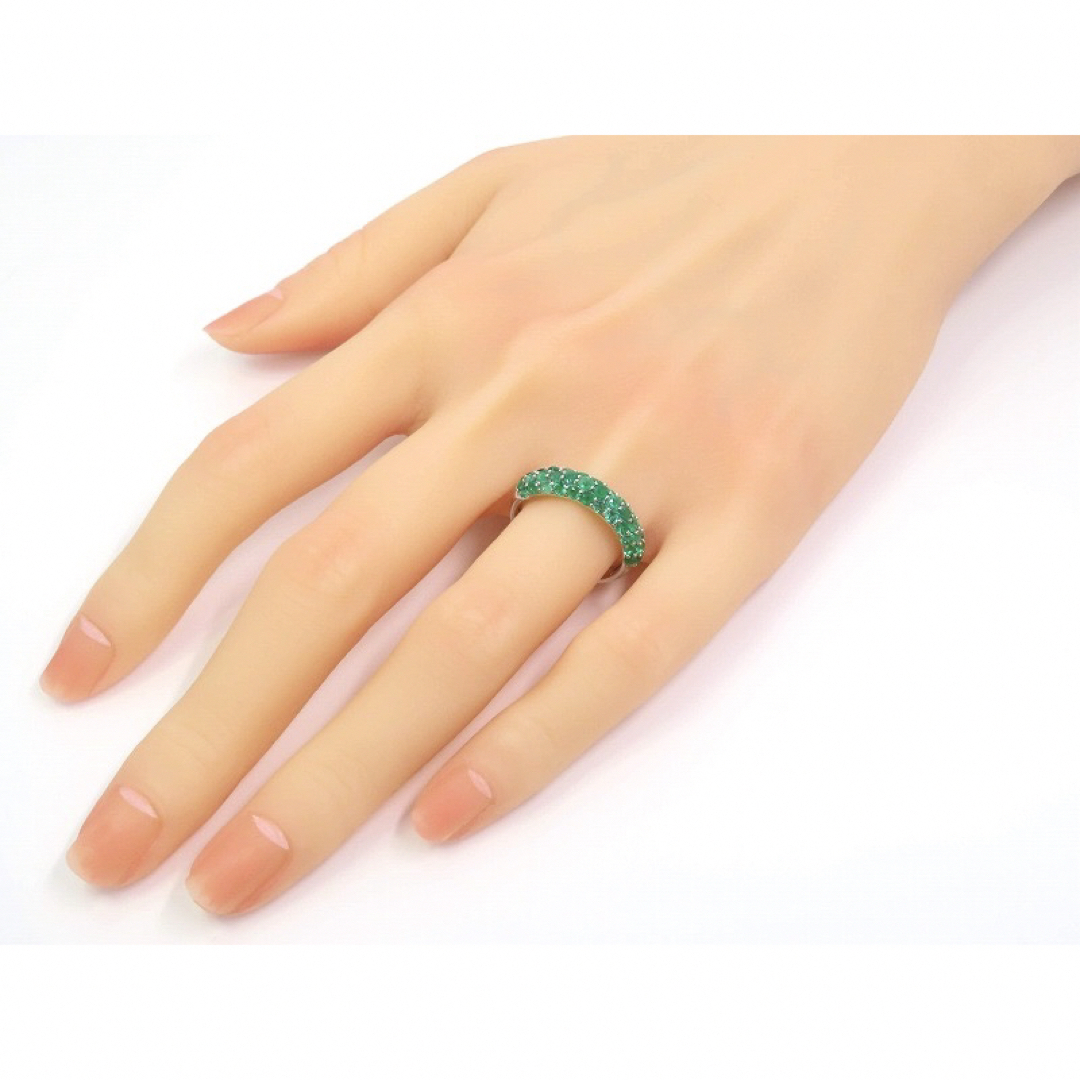 GSTV Pt950 エメラルド1.60ct リング プラチナ パヴェ #18 レディースのアクセサリー(リング(指輪))の商品写真