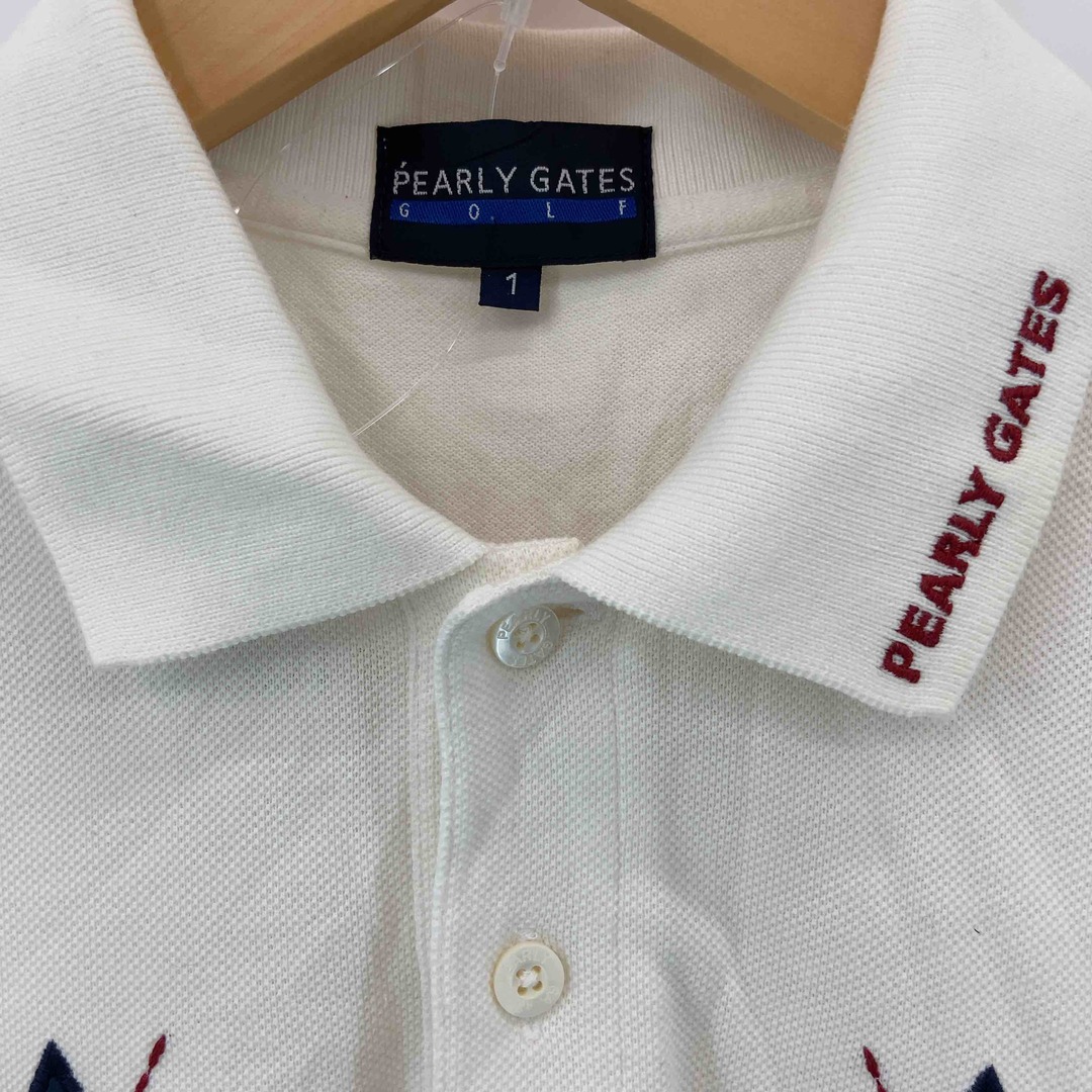 PEARLY GATES(パーリーゲイツ)のPEARLY GATES パーリーゲイツ レディース ポロシャツ ポイント柄アーガイル オフホワイト レディースのトップス(ポロシャツ)の商品写真