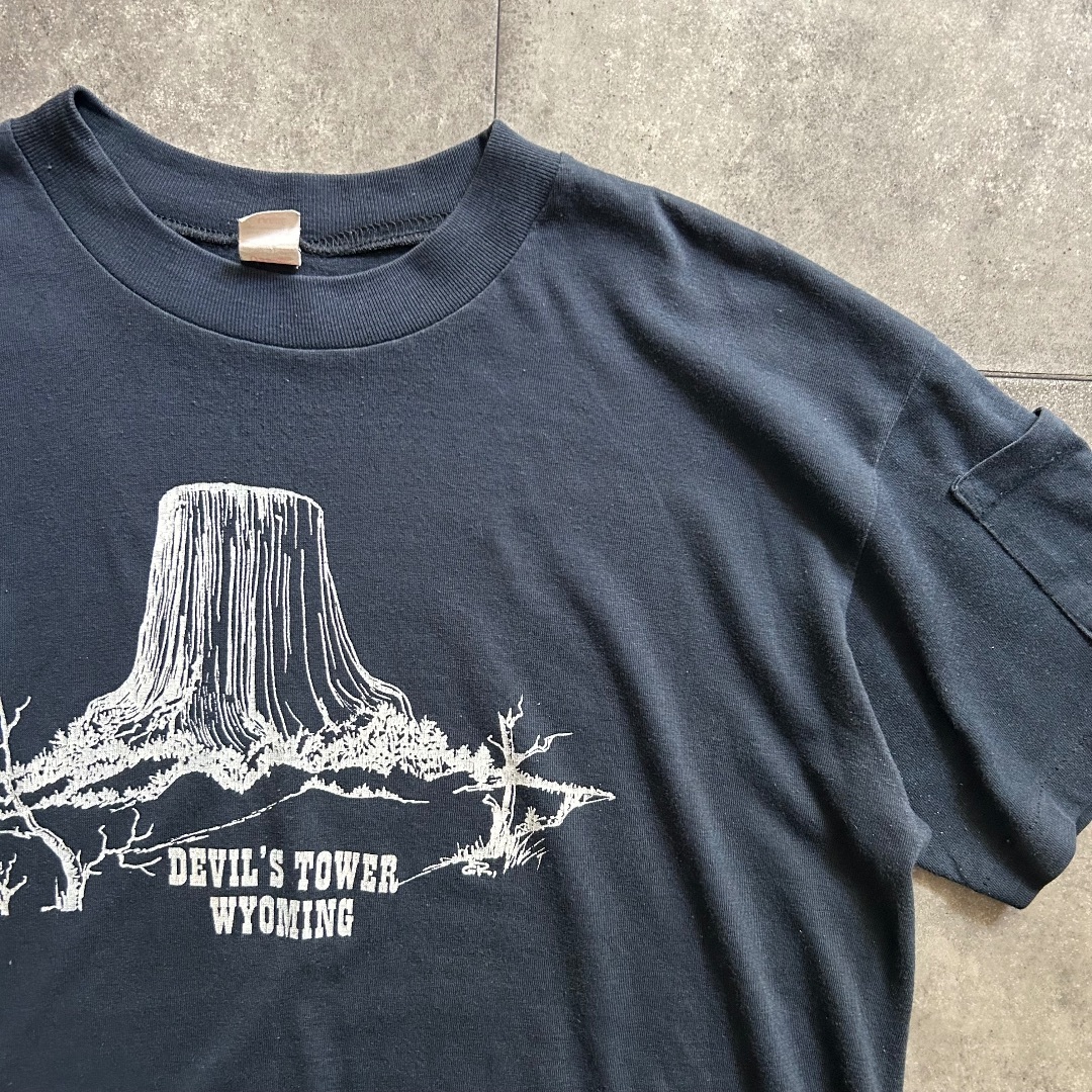 80s ヴィンテージtシャツ USA製 デビルスタワー ダークネイビー L メンズのトップス(Tシャツ/カットソー(半袖/袖なし))の商品写真
