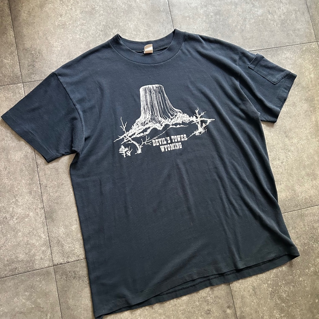 80s ヴィンテージtシャツ USA製 デビルスタワー ダークネイビー L メンズのトップス(Tシャツ/カットソー(半袖/袖なし))の商品写真
