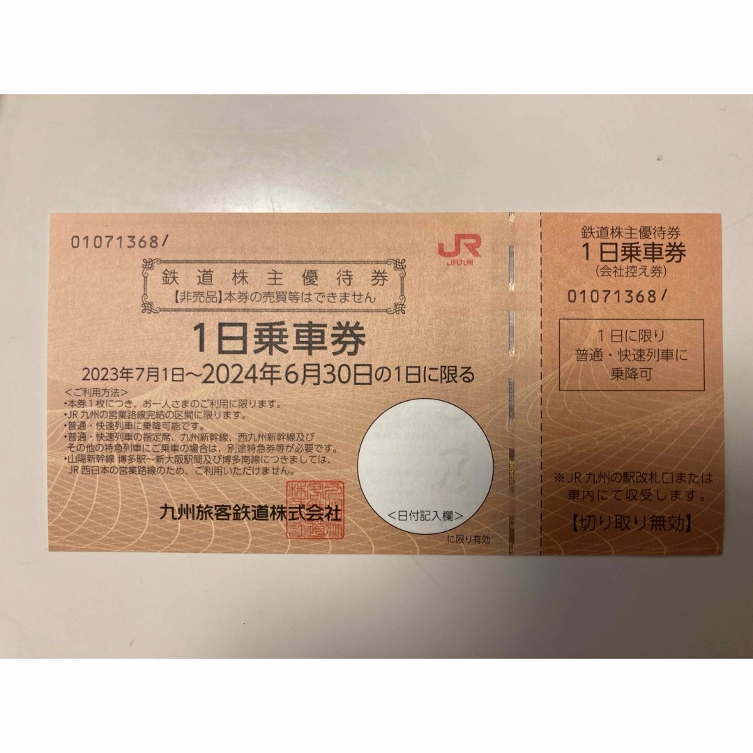JR九州　株主優待券1枚 チケットの優待券/割引券(その他)の商品写真